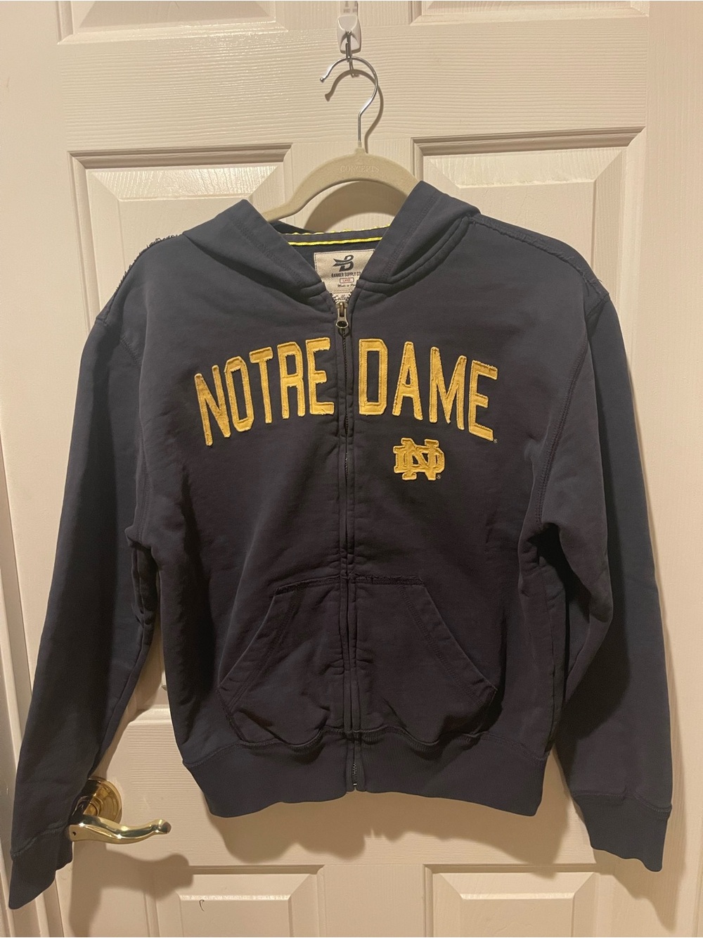 Notre Dame Fighting Irish Youth Zip Hoodie | Navy Blue | College Vault | Large